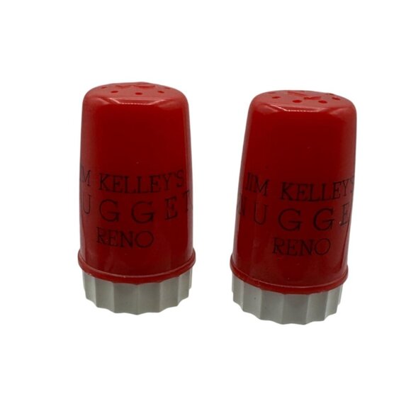 Vintage Jim Kelleys Nugget Reno Casino Salt & Pepper Shakers Red Plastic - Picture 1 of 4